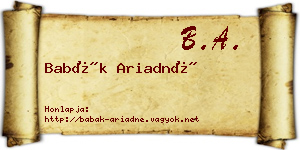 Babák Ariadné névjegykártya
